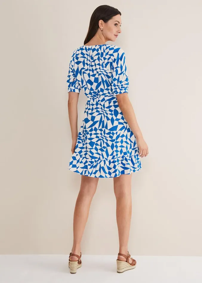 Penele Geo Swing Dress Blue Women Phase Eight Dresses