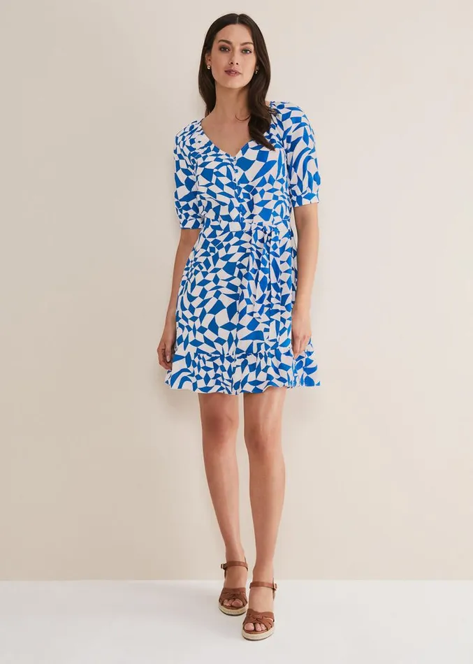 Penele Geo Swing Dress Blue Women Phase Eight Dresses
