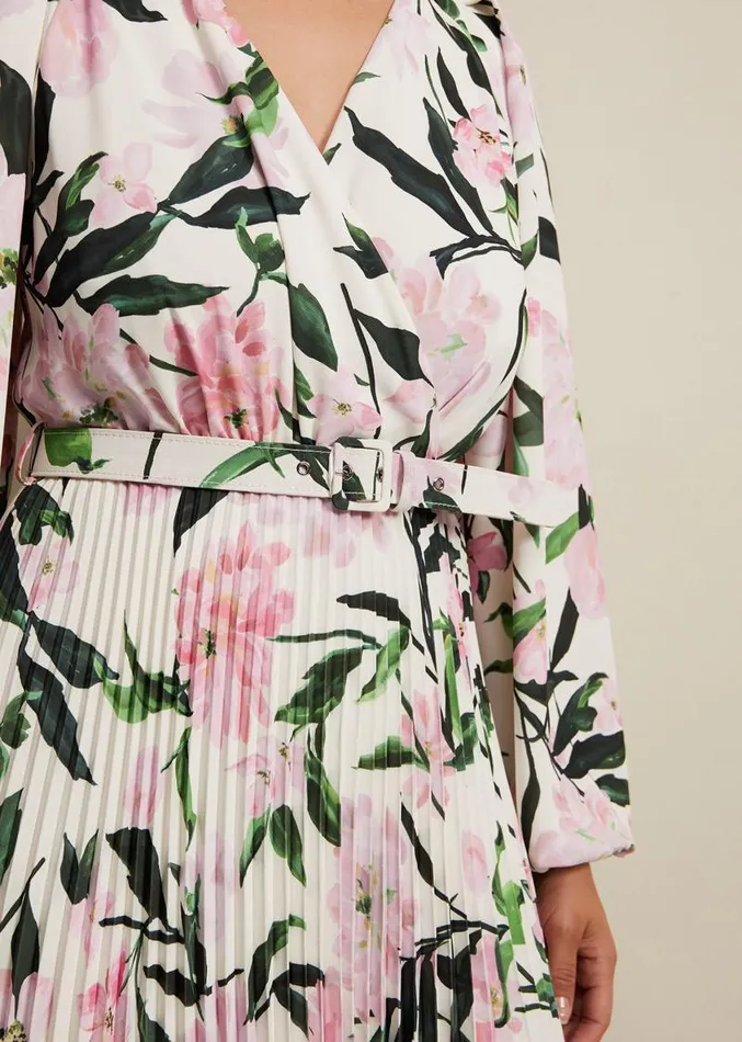 Penny Floral Pleat Midi Dress Multicoloured Women Phase Eight Dresses