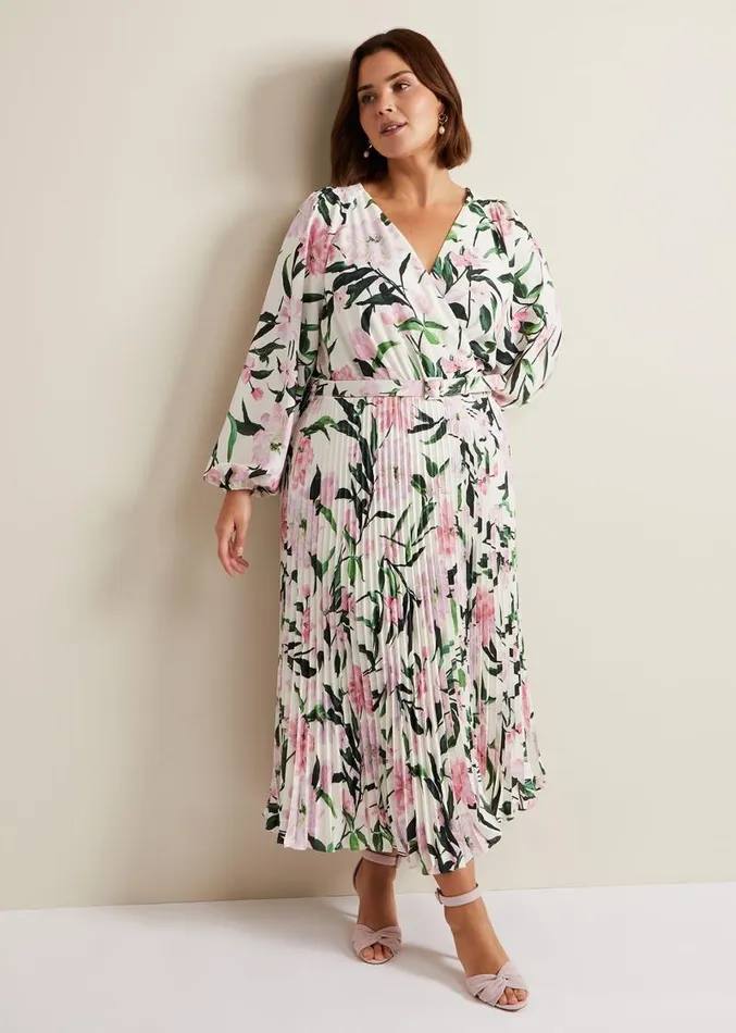 Penny Floral Pleat Midi Dress Multicoloured Women Phase Eight Dresses
