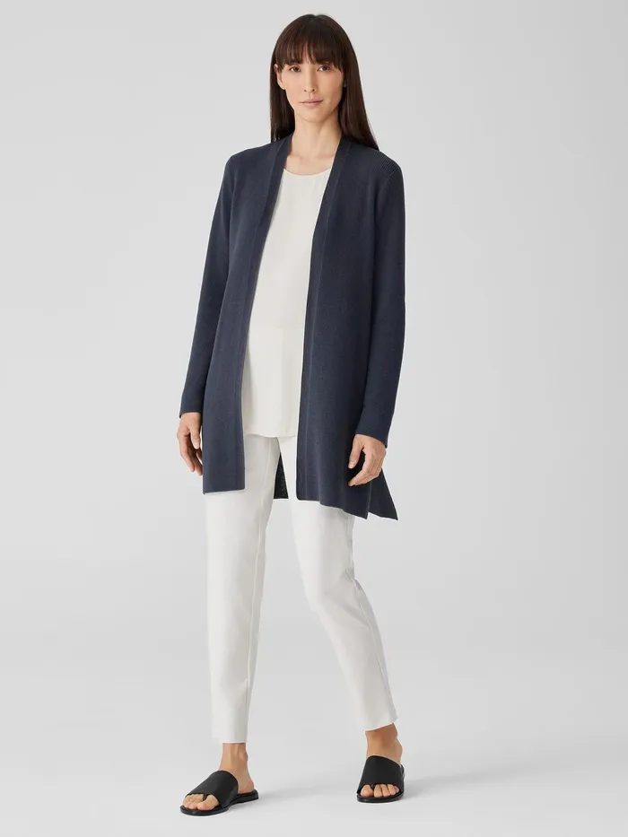 Peruvian Organic Cotton Crepe Cardigan Ocean Women Eileen Fisher Sweaters and Cardigans