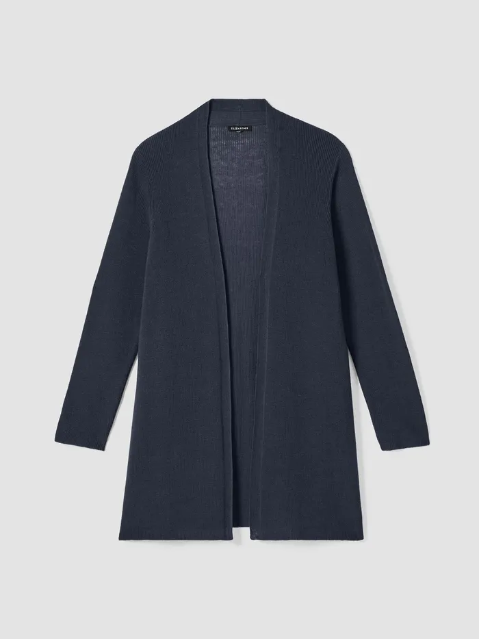 Peruvian Organic Cotton Crepe Cardigan Ocean Women Eileen Fisher Sweaters and Cardigans
