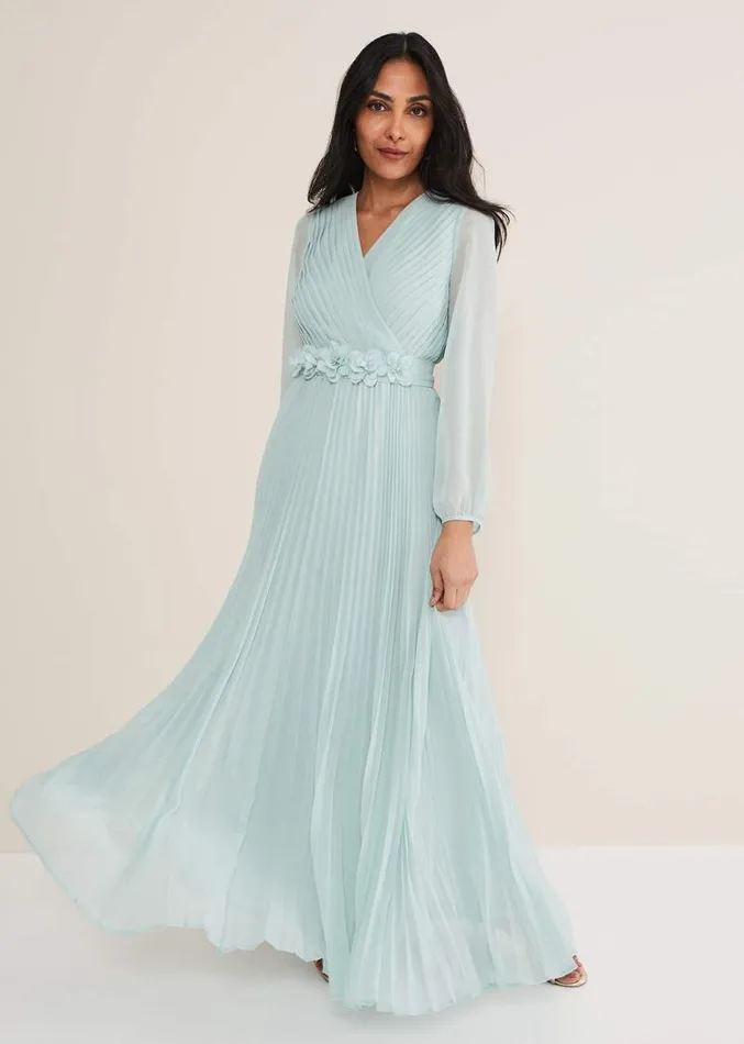 Petite Alecia Pleated Maxi Dress Peppermint Women Phase Eight Dresses
