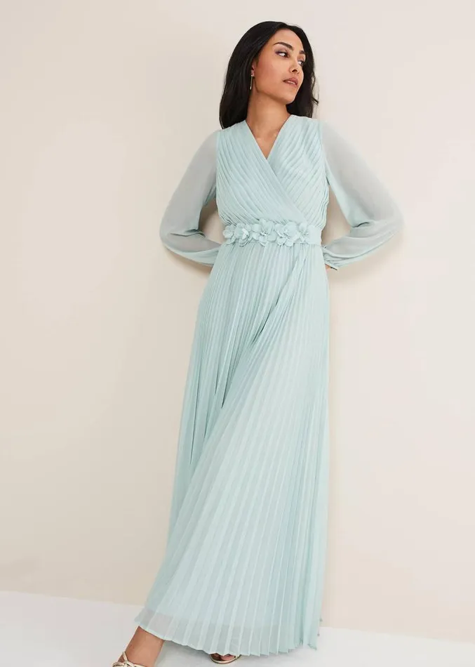 Petite Alecia Pleated Maxi Dress Peppermint Women Phase Eight Dresses