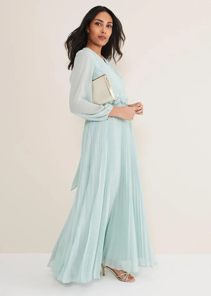 Petite Alecia Pleated Maxi Dress Peppermint Women Phase Eight Dresses