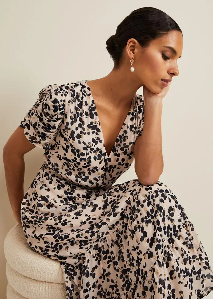 Petite Amy Floral Midi Dress Multicoloured Women Phase Eight Dresses