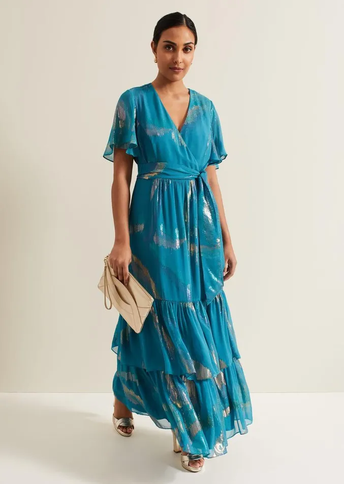 Petite Charissa Silk Maxi Dress Blue Women Phase Eight Dresses