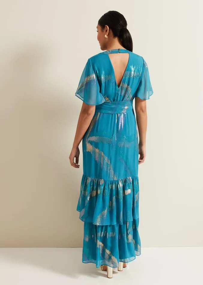 Petite Charissa Silk Maxi Dress Blue Women Phase Eight Dresses