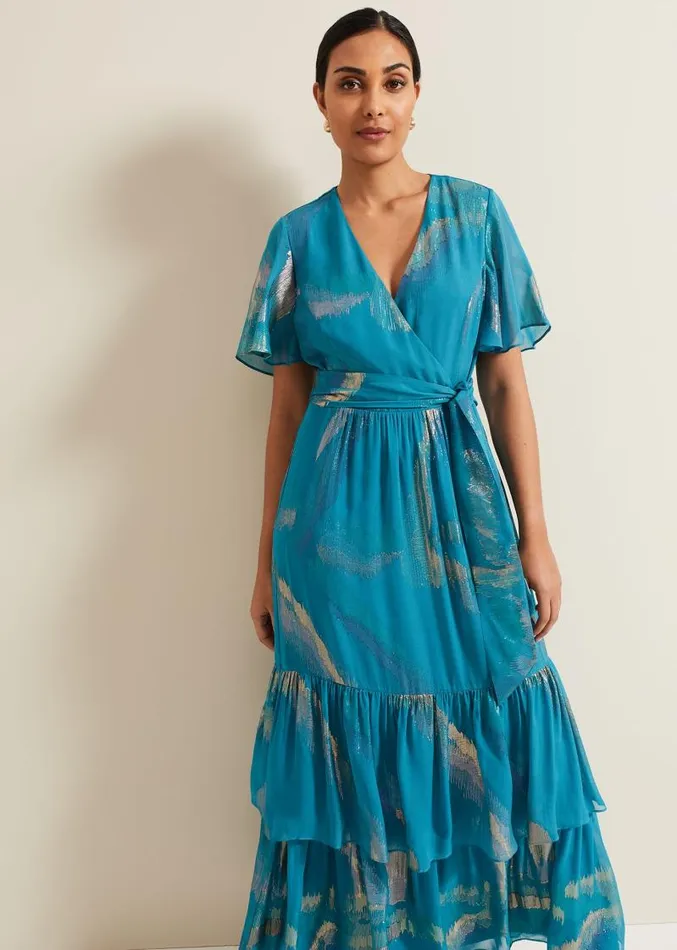 Petite Charissa Silk Maxi Dress Blue Women Phase Eight Dresses