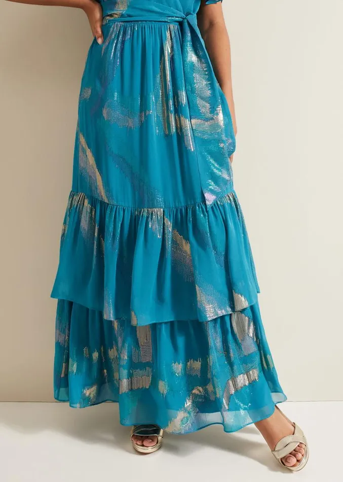 Petite Charissa Silk Maxi Dress Blue Women Phase Eight Dresses