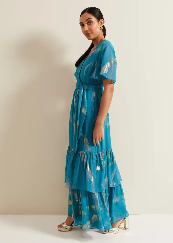Petite Charissa Silk Maxi Dress Blue Women Phase Eight Dresses
