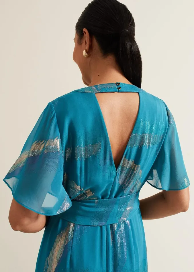 Petite Charissa Silk Maxi Dress Blue Women Phase Eight Dresses