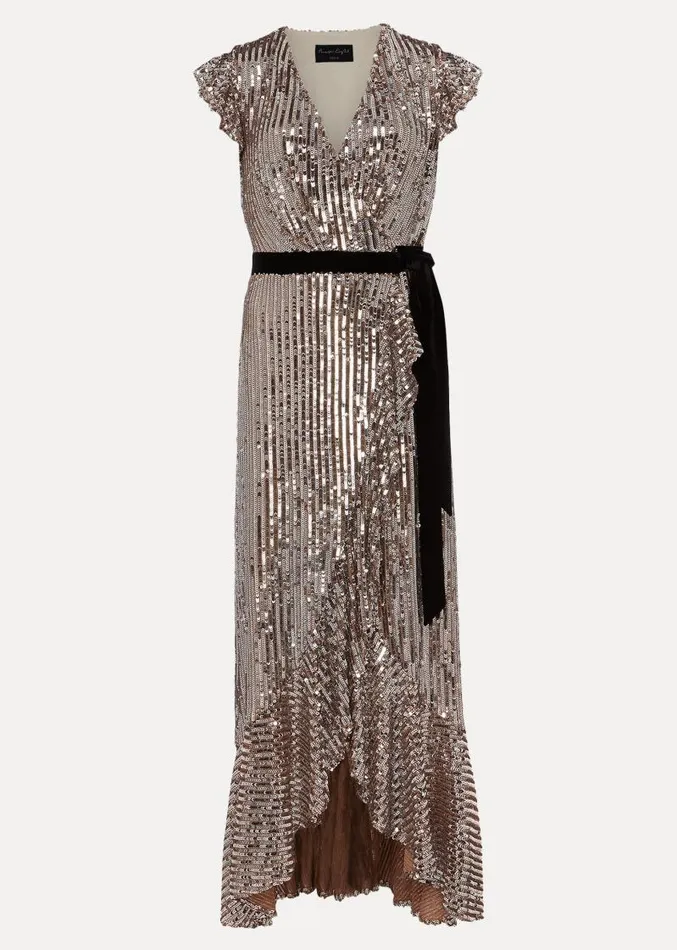 Petite Enja Sequin Maxi Dress Gold Women Phase Eight Dresses