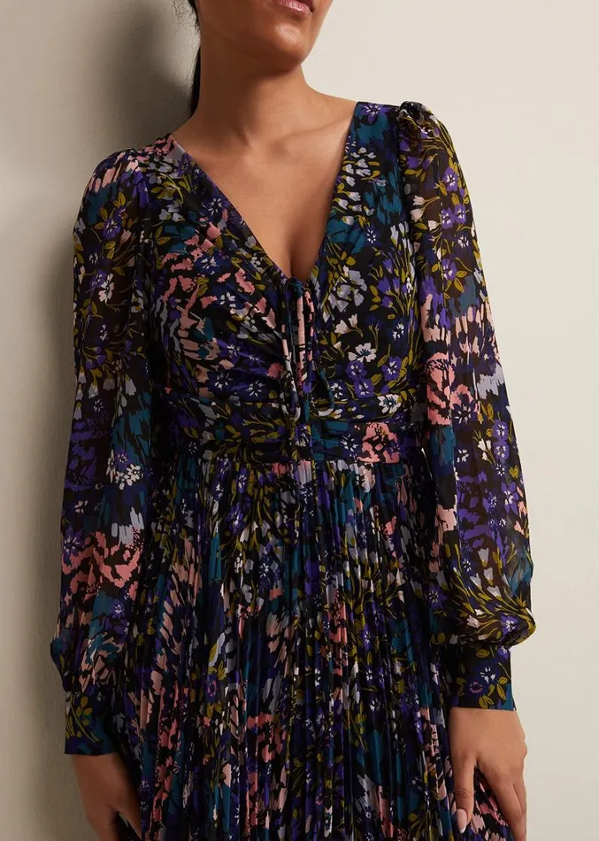 Petite Kindra Floral Pleated Midi Dress Multicoloured Women Phase Eight Dresses Petite Kindra Floral Pleated Midi Dress Multicoloured Women Phase Eight Dresses