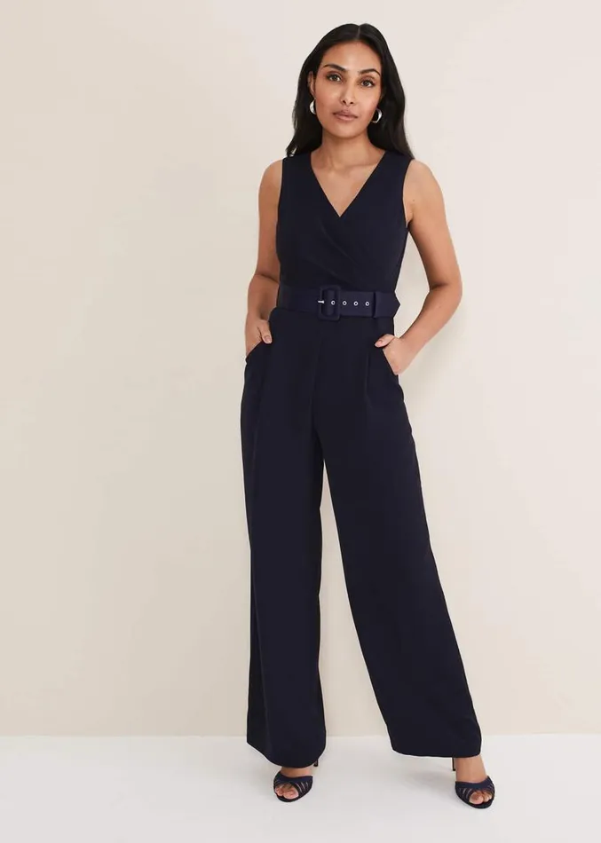 Petite Lissia Navy Wide Leg Jumpsuit Navy Women Phase Eight Dresses