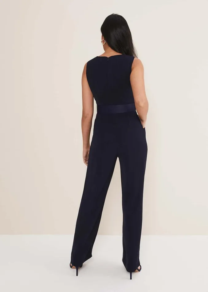 Petite Lissia Navy Wide Leg Jumpsuit Navy Women Phase Eight Dresses