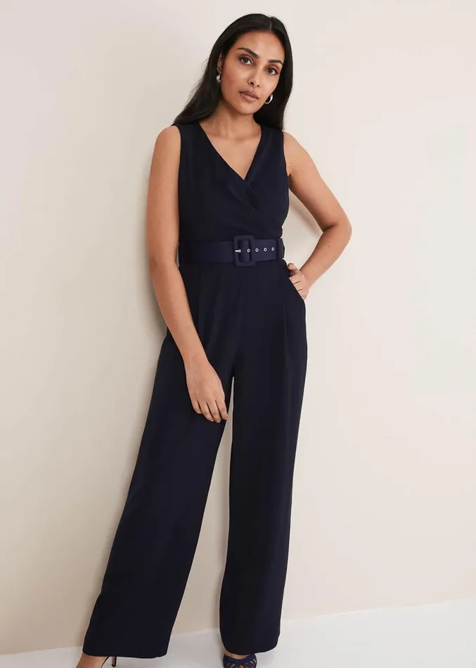 Petite Lissia Navy Wide Leg Jumpsuit Navy Women Phase Eight Dresses