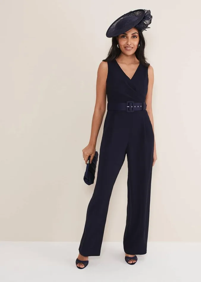 Petite Lissia Navy Wide Leg Jumpsuit Navy Women Phase Eight Dresses