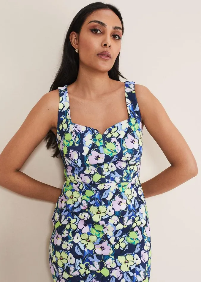 Petite Loretta Printed Scuba Dress French Navy Multi Women Phase Eight Dresses Petite Loretta Printed Scuba Dress French Navy Multi Women Phase Eight Dresses