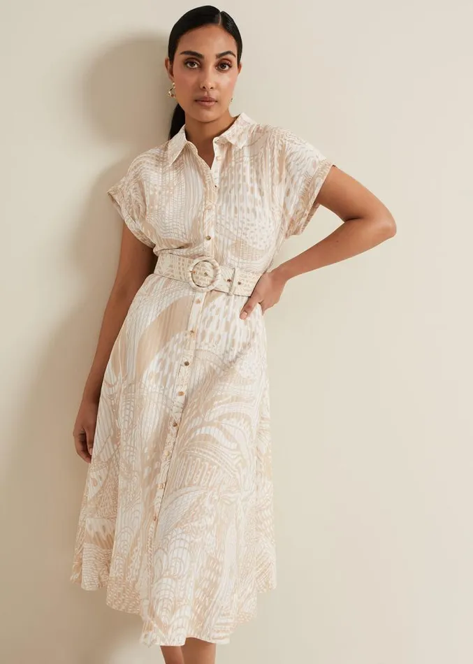Petite Mandi Abstract Shirt Dress Neutral Women Phase Eight Dresses