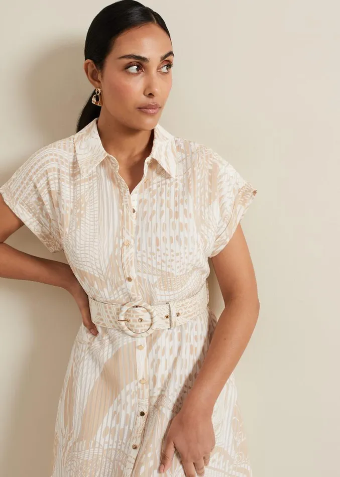 Petite Mandi Abstract Shirt Dress Neutral Women Phase Eight Dresses