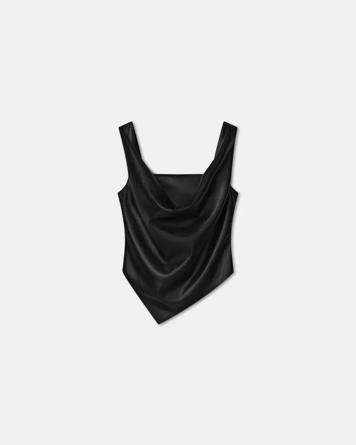 Petra Sleeveless Draped Okobor Top Black Women Nanushka Tops