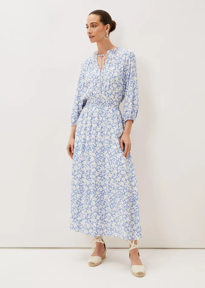 Phillipa Floral Midaxi Dress Powder Blueivory Women Phase Eight Dresses