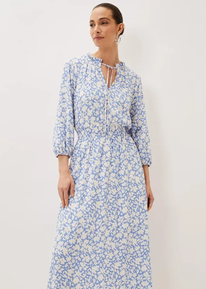 Phillipa Floral Midaxi Dress Powder Blueivory Women Phase Eight Dresses