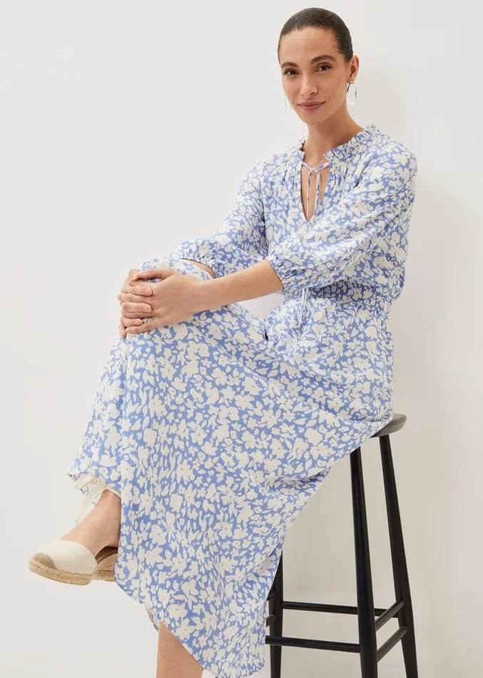 Phillipa Floral Midaxi Dress Powder Blueivory Women Phase Eight Dresses