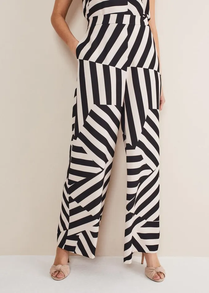 Phillis Striped Wide Leg Trousers Blackpink Women Phase Eight Trousers