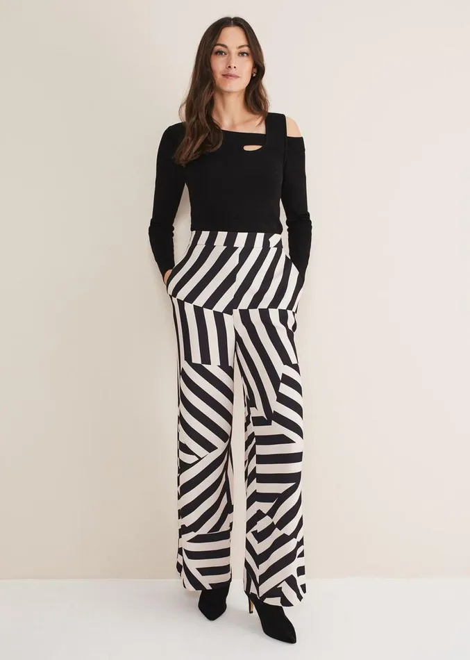 Phillis Striped Wide Leg Trousers Blackpink Women Phase Eight Trousers
