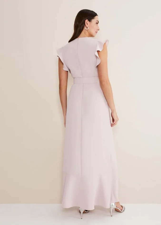 Phoebe Frill Maxi Dress Powder Pink Women Phase Eight Dresses
