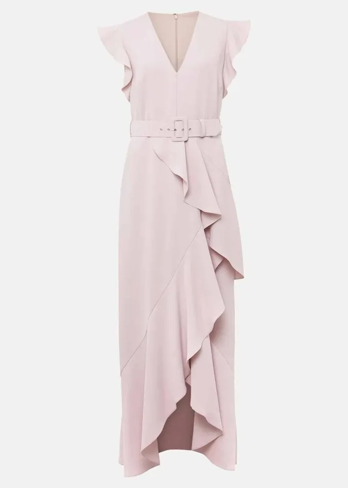 Phoebe Frill Maxi Dress Powder Pink Women Phase Eight Dresses