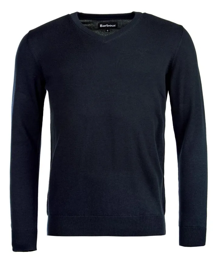 Pima Cotton VNeck Jumper Cobalight Marl Men Barbour Jumpers