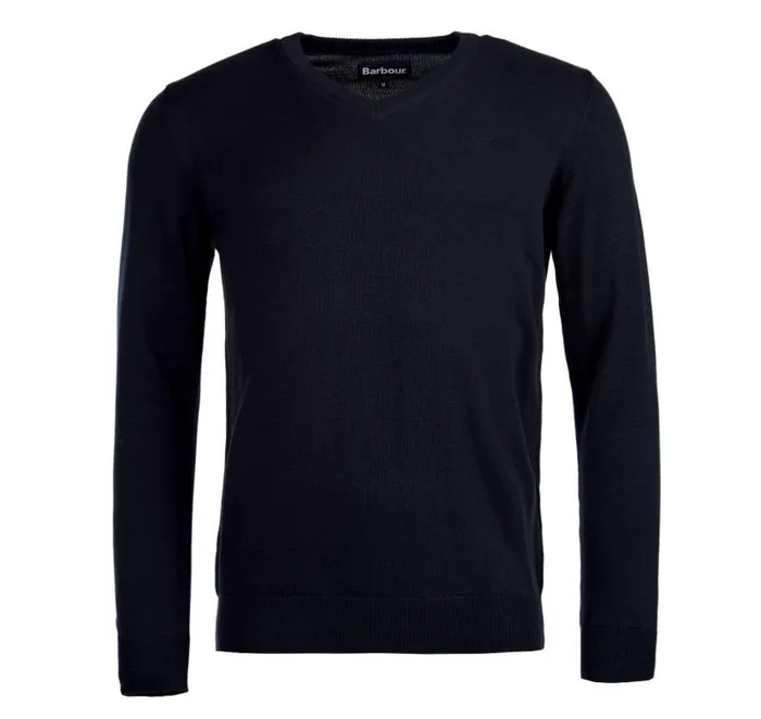 Pima Cotton VNeck Jumper Cobalight Marl Men Barbour Jumpers