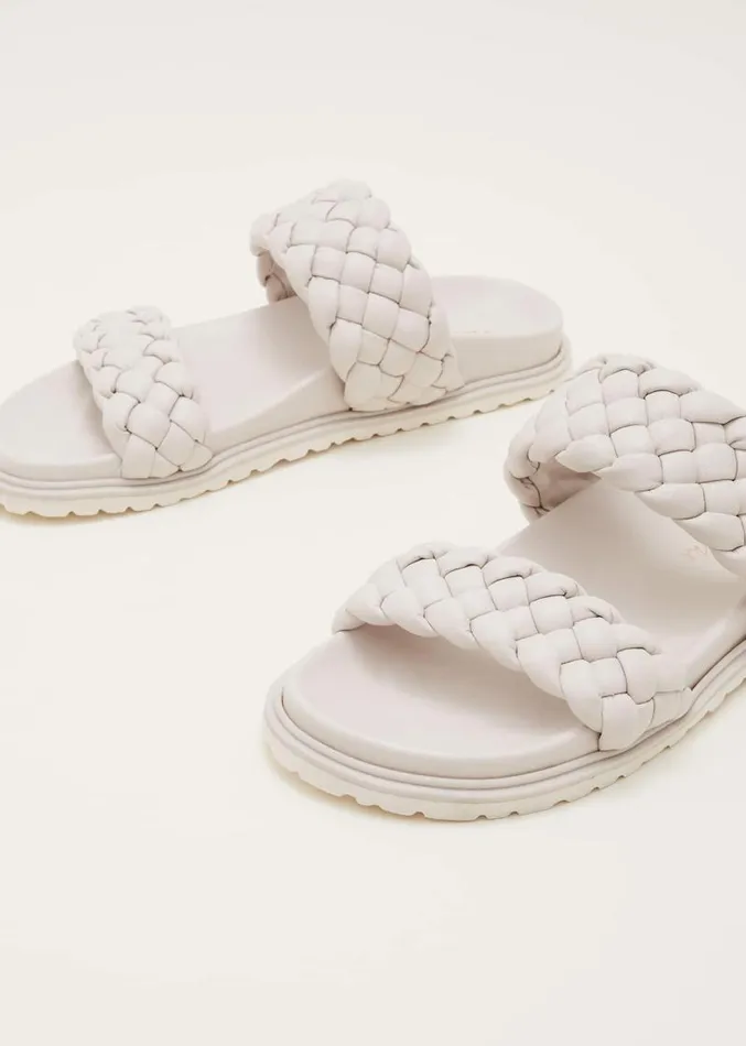 Plaited Leather Slider Cream Women Phase Eight Sandals