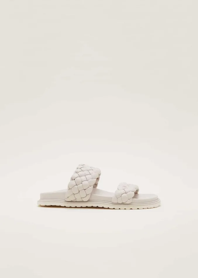 Plaited Leather Slider Cream Women Phase Eight Sandals