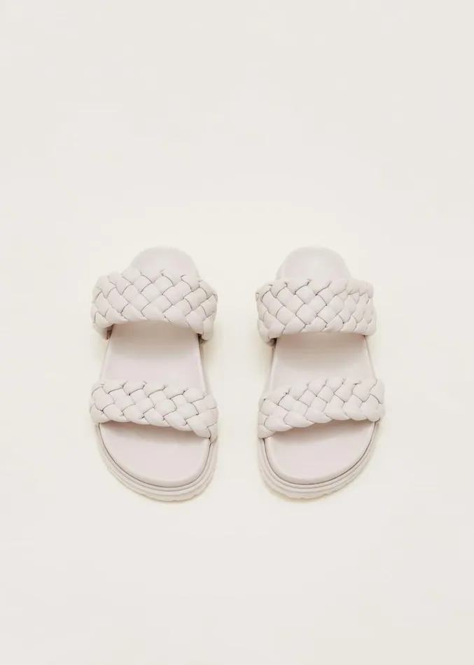 Plaited Leather Slider Cream Women Phase Eight Sandals