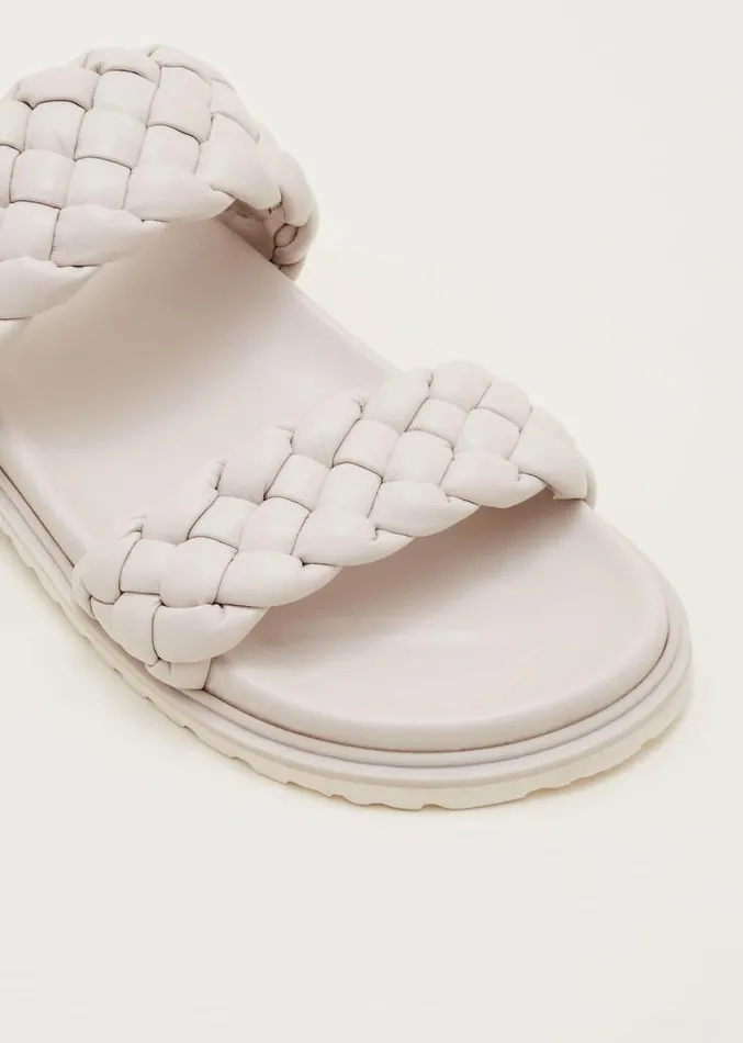 Plaited Leather Slider Cream Women Phase Eight Sandals