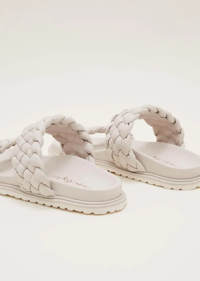 Plaited Leather Slider Cream Women Phase Eight Sandals