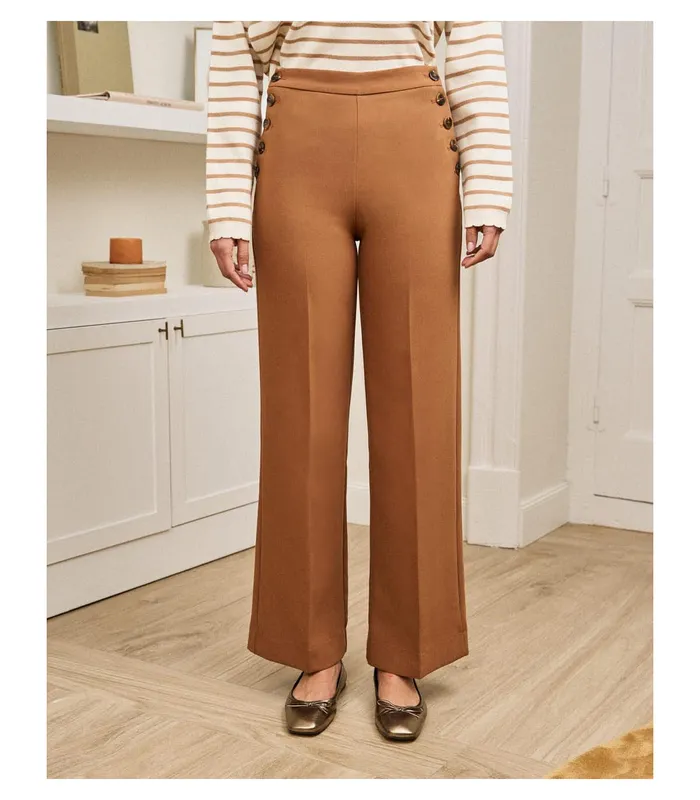 Polin Et Moi Add Button Down Pants Brown Women Trousers