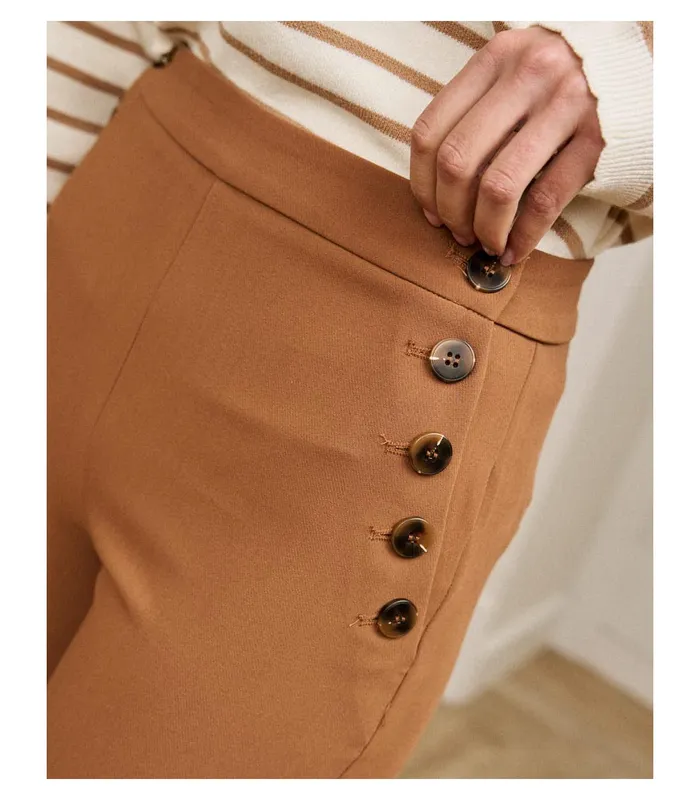 Polin Et Moi Add Button Down Pants Brown Women Trousers Polin Et Moi Add Button Down Pants Brown Women Trousers