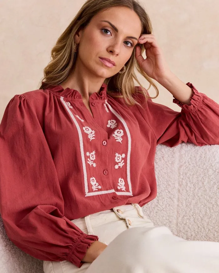 Polin Et Moi Antara Embroidered Blouse Makeup Women Blouses And Shirts