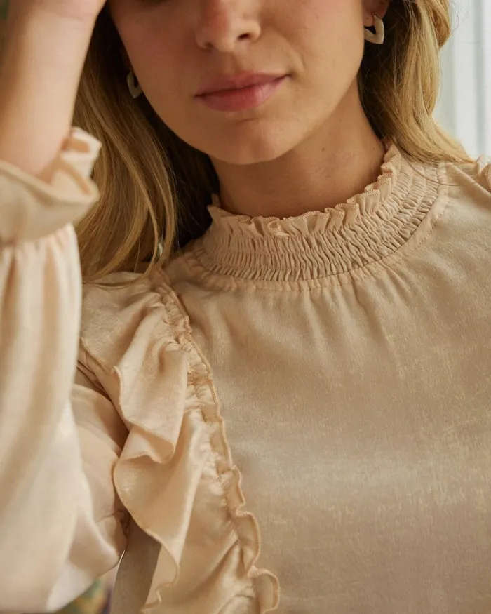 Polin Et Moi Blouse Ruffle Norma Beige Women Blouses And Shirts Polin Et Moi Blouse Ruffle Norma Beige Women Blouses And Shirts