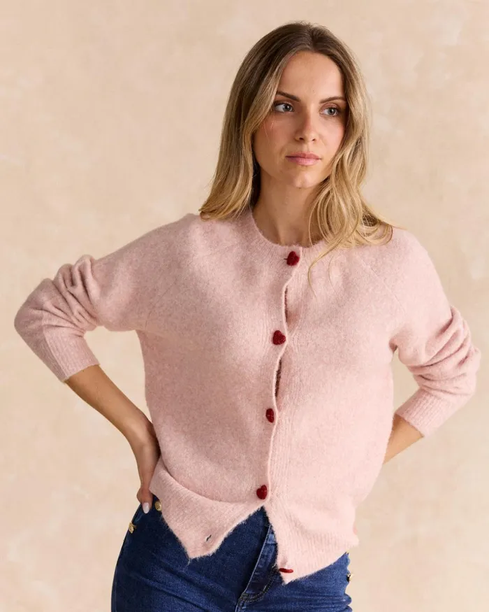 Polin Et Moi Brenda Heart Cardigan Rose Women Cardigans And Sweaters