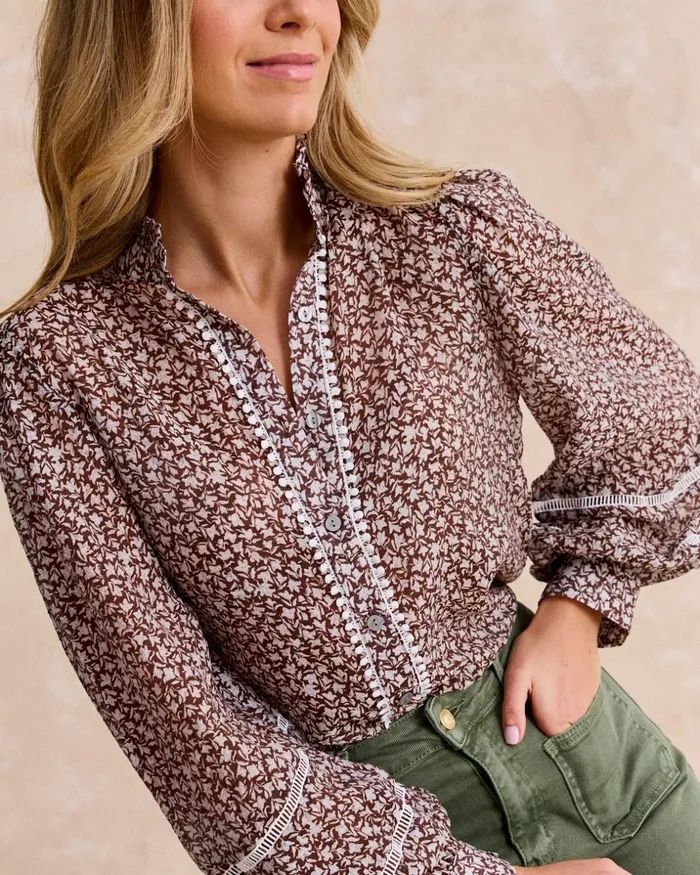 Polin Et Moi Calista Floral Blouse Brown Women Blouses And Shirts