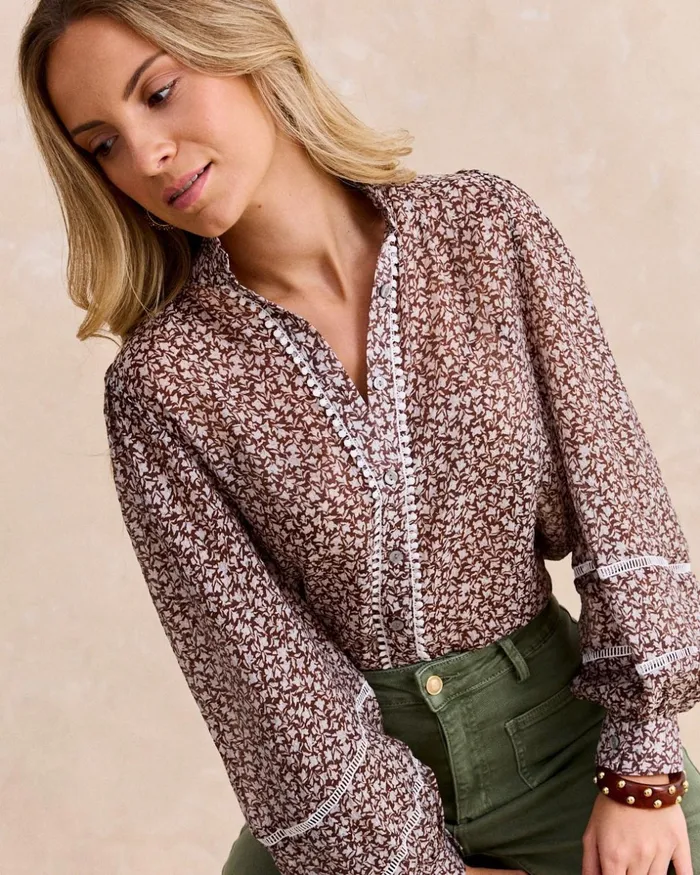 Polin Et Moi Calista Floral Blouse Brown Women Blouses And Shirts Polin Et Moi Calista Floral Blouse Brown Women Blouses And Shirts