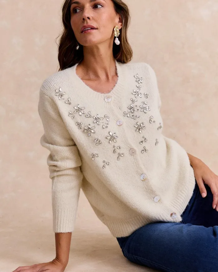 Polin Et Moi Cardigan Stones Talia Raw Women Knitted Polin Et Moi Cardigan Stones Talia Raw Women Knitted