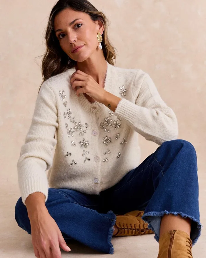 Polin Et Moi Cardigan Stones Talia Raw Women Knitted Polin Et Moi Cardigan Stones Talia Raw Women Knitted