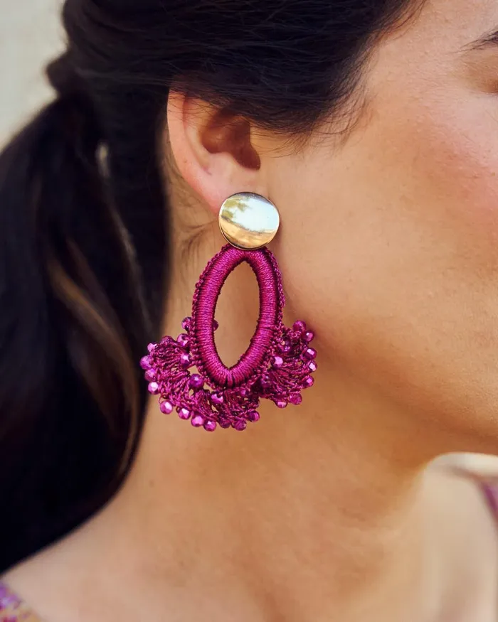 Polin Et Moi Catimen Oval Earrings Bougainvillea Women Jewelry